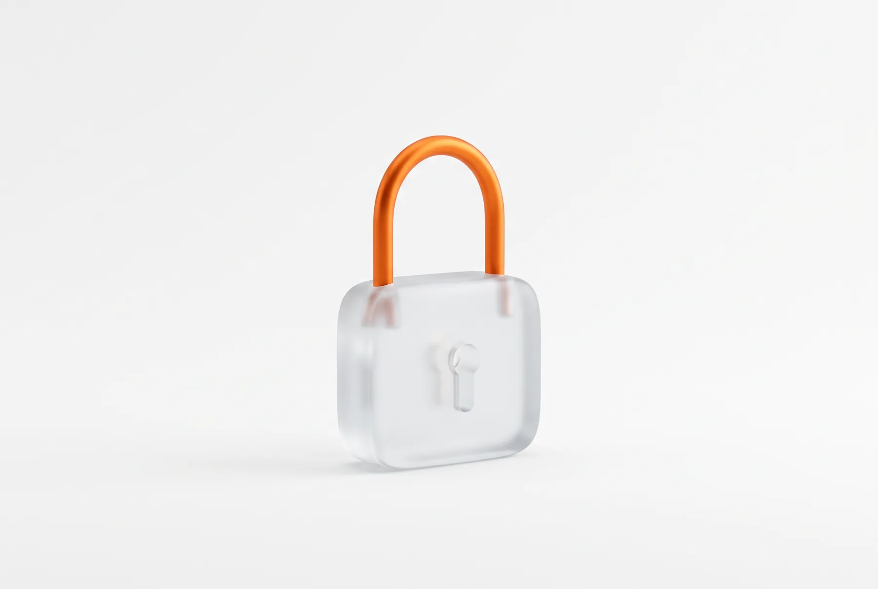 Un cadenas de verre à l'anse orange.